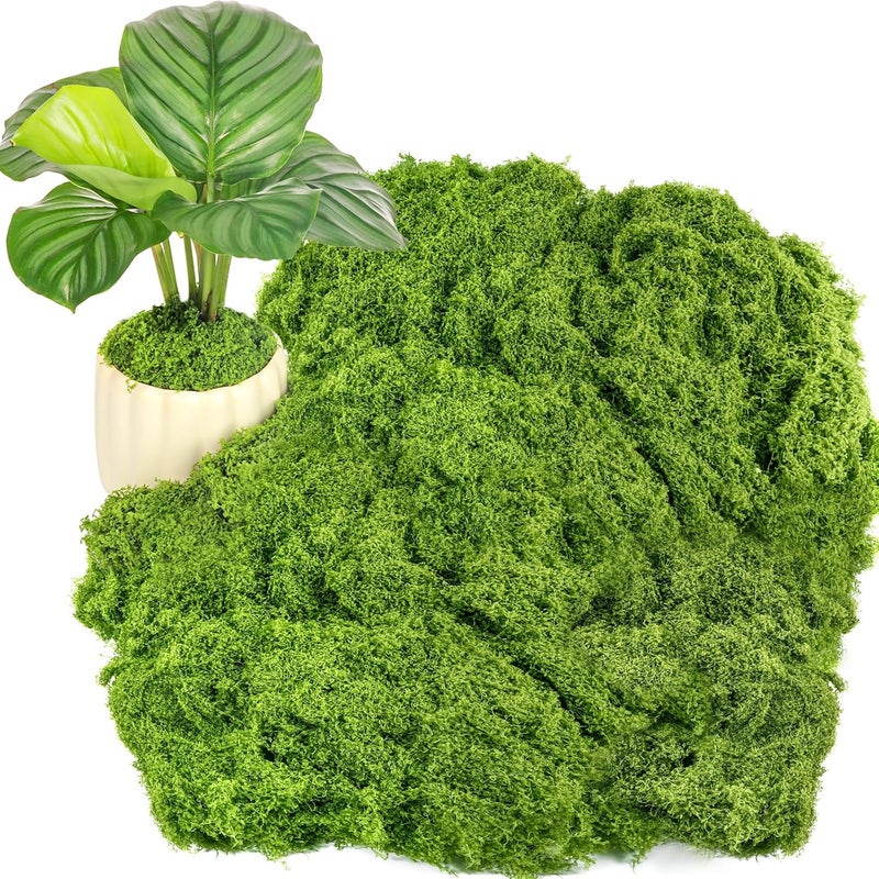 Draupnir Fake Green Moss for Potted Plants, 10.6OZ Fake Moss for Plants Indoor,Faux Moss for Crafts Artificial Moss Decor, DIY Decorative Moss for Fairy Garden Glass Containers Wedding (300g) - Image 1